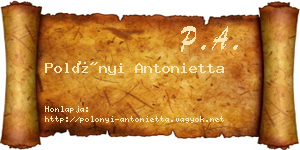 Polónyi Antonietta névjegykártya